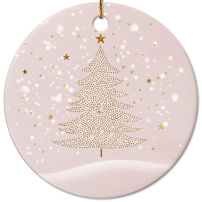 Netecom Elegant Pink Ornaments, Ceramic Gold Glitter Christmas Tree Ornament, Gifts for Holiday, Party, Home Decor