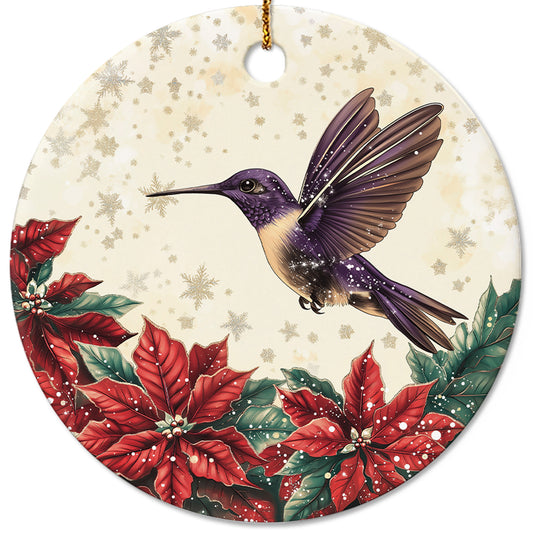 Netecom Vintage Hummingbird Christmas Ornaments, Ceramic Bird Wreath Keepsake Ornament for Christmas Tree Decorations, Bird Lover Gift, Gifts for Holiday, Party, Home Decor