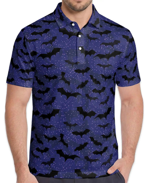 Spooky Bats Polo Shirt for Men – Halloween Night Style | Netecom