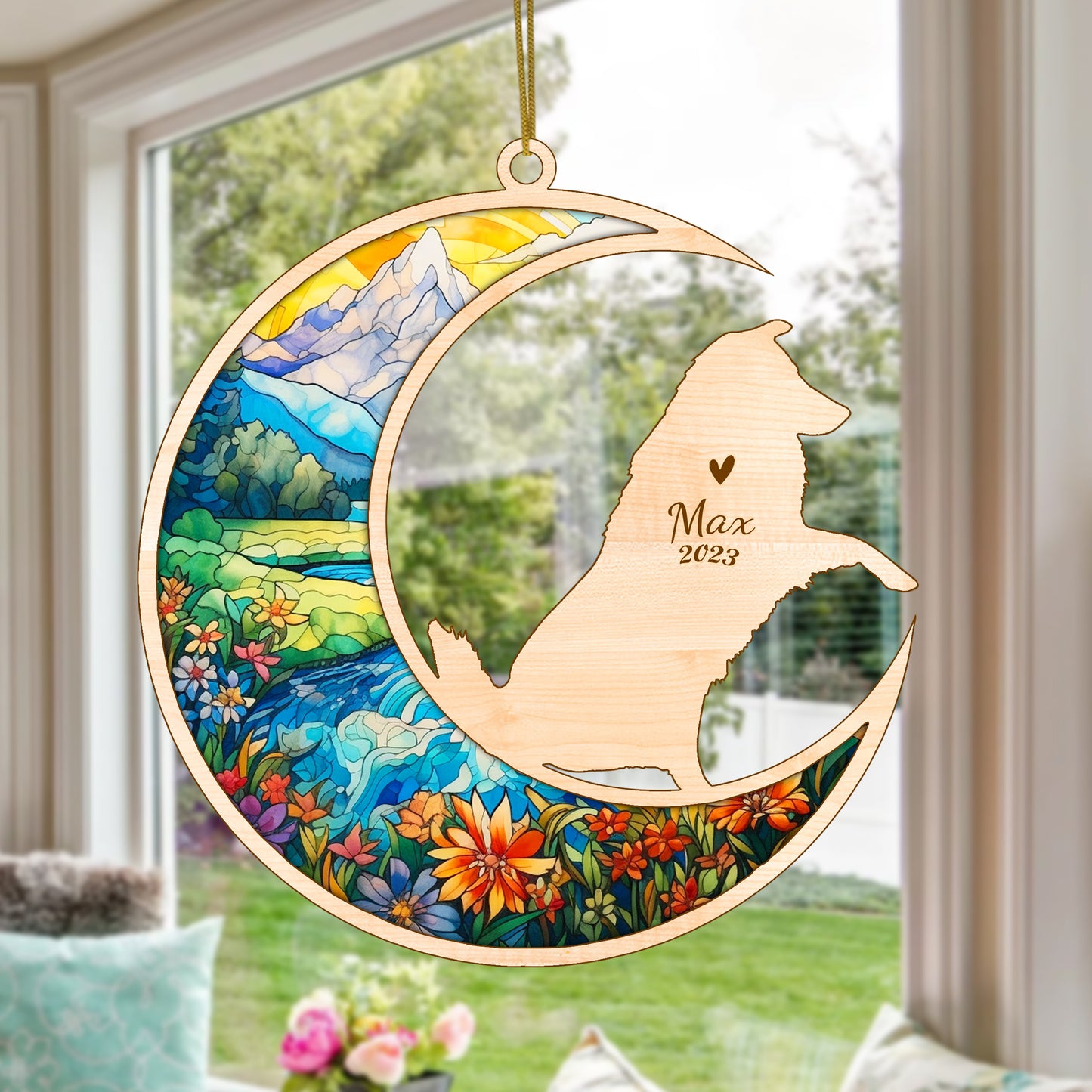 Netecom Australian Shepherd Dog Memorial Suncatcher, Personalized Dog Christmas Ornament with Name Date, Dog Death Sympathy Gift for Pet Loss Sun Catchers, Dog Grief Gift, Bereavement Gifts for Loss of Peteavement Gifts for Loss of Pet