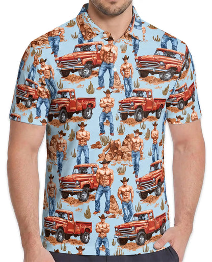 Cowboy Truck Western 3D Polo Shirt for Men | Netecom