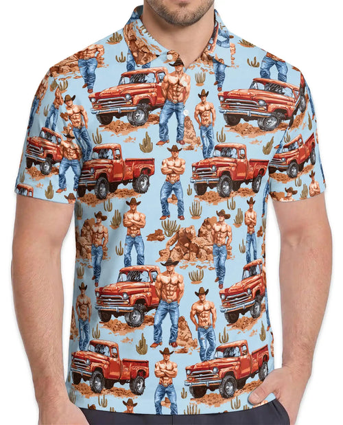 Cowboy Truck Western 3D Polo Shirt for Men | Netecom