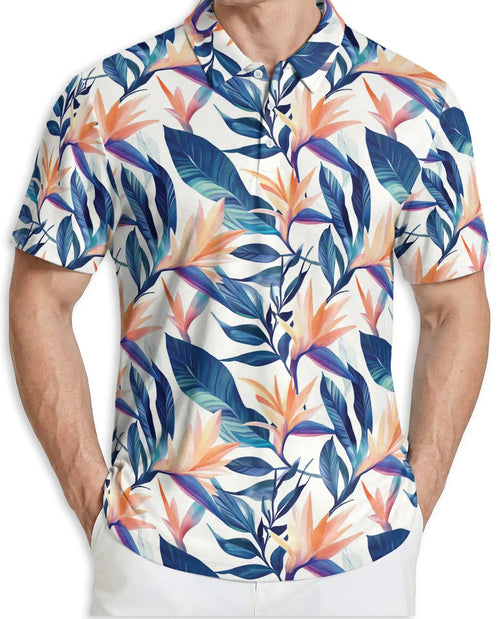 Bird of Paradise Polo Shirt – Tropical Floral Print | Netecom
