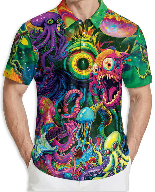 Psychedelic Sea Monster Polo Shirt | Netecom