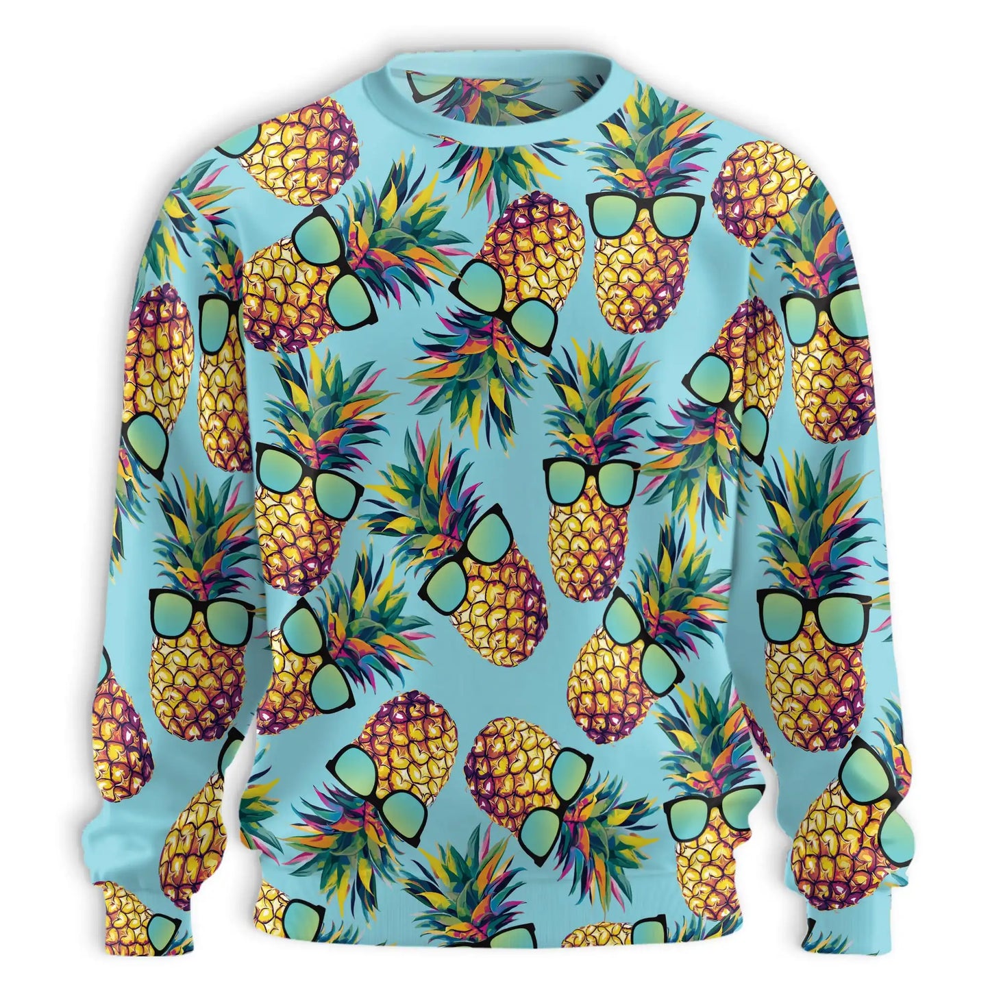 Pineapple Sunglasses Sweatshirt, 3D All Over Print Tropical Fruit Crewneck Pullover for Men Women, Summer Vacation Gift - Netecom