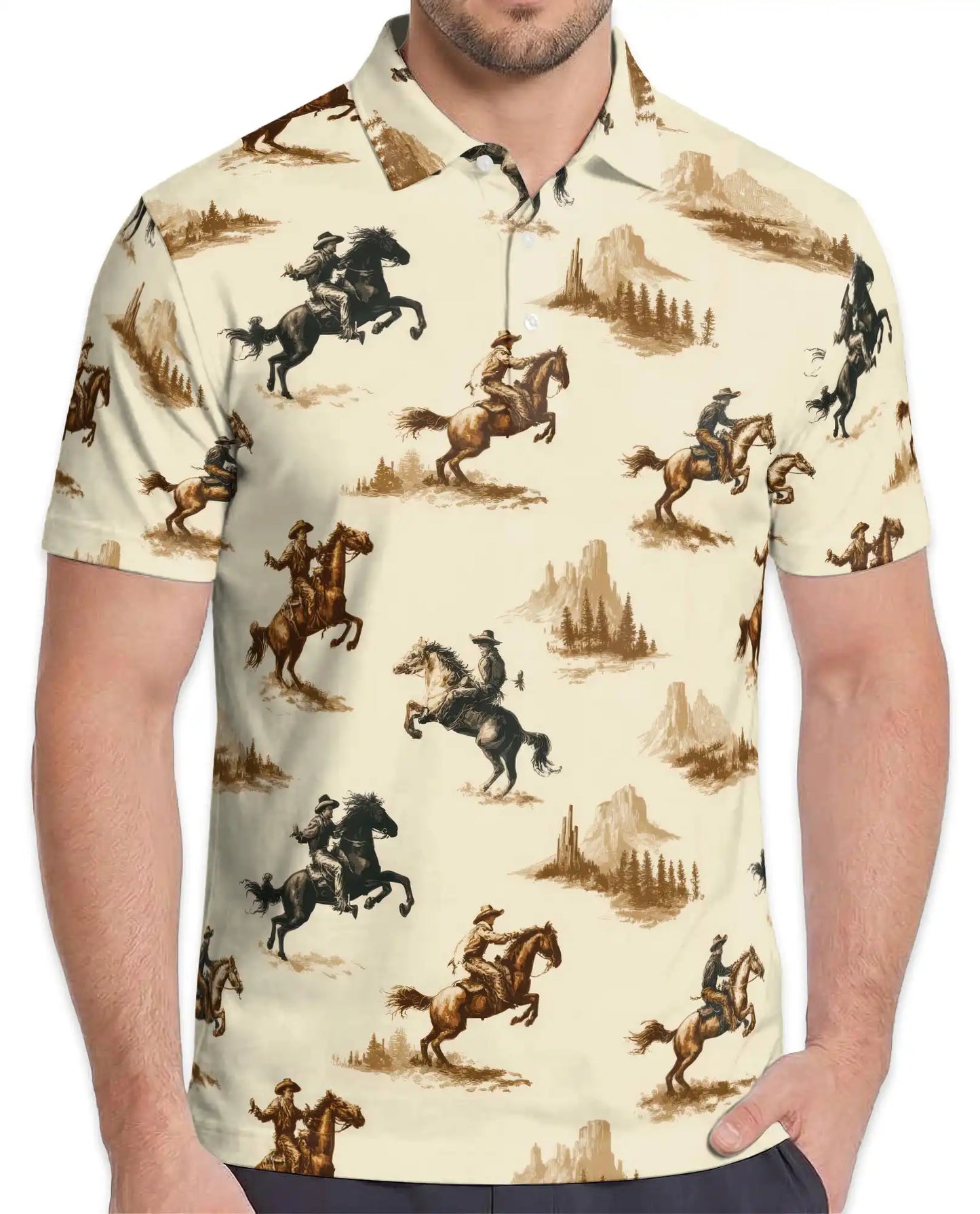 Western Cowboy Polo Shirt for Men – Vintage Ranch Style | Netecom