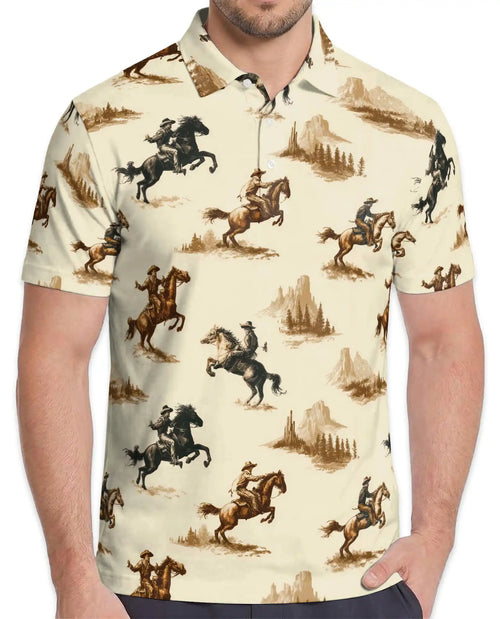 Western Cowboy Polo Shirt for Men – Vintage Ranch Style | Netecom