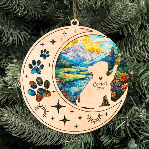 Netecom Pug Dog Memorial Suncatcher, Personalized Pug Christmas Ornament with Name Date, Bereavement Gifts for Loss of Pet, Dog Death Sympathy Gift Pet Loss Sun Catchers, Dog Grief Gift