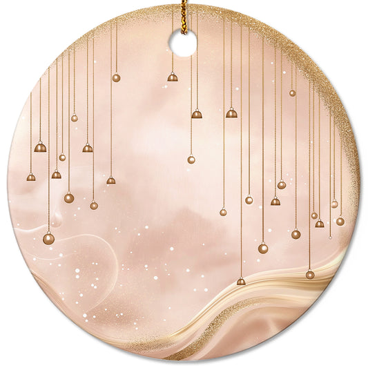 Netecom Elegant Pink Baubles Christmas Ornaments, Ceramic Hanging Balls with Glitter Keepsake Ornament for Xmas Tree Decorations, Gifts for Holiday, Party, Home Decor