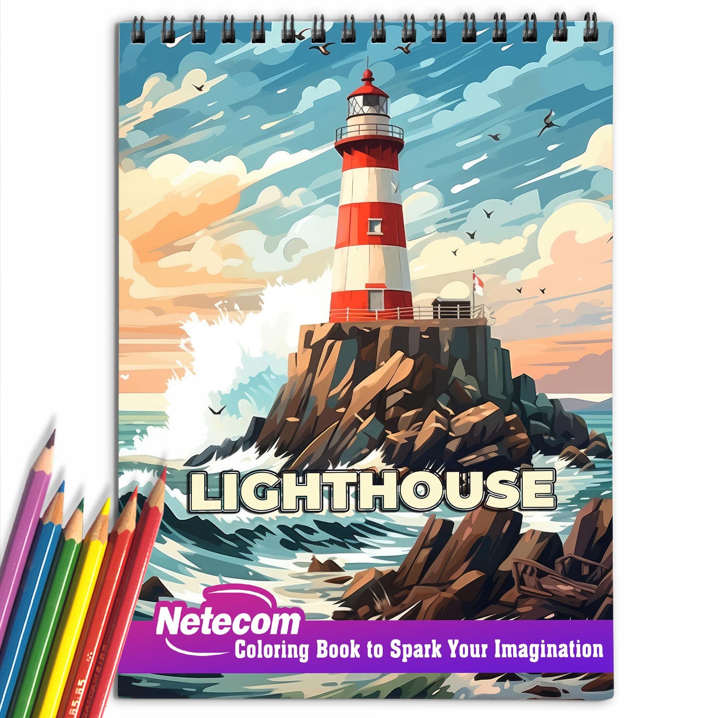 Lighthouse Spiral Boound Coloring Book: 30 Pages of the World of Coastal Beacons and Unleash Their Creativity