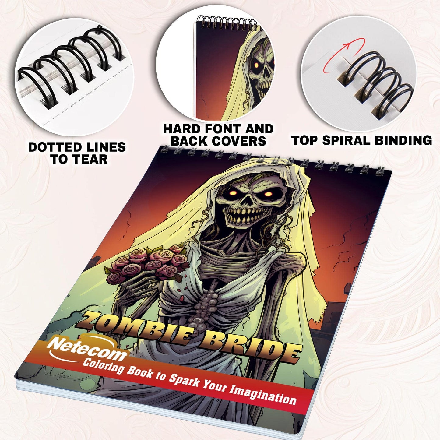 Zombie Bride Spiral Bound Coloring Book, Embrace the Unconventional with 30 Captivating Coloring Pages of Bride Zombies