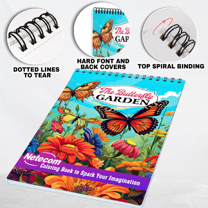 Butterfly Garden and Zen Garden Spiral Bound Coloring Book For Stress Relief and Relaxation