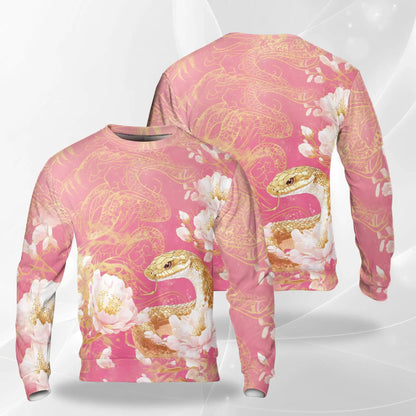 Year of the Snake Sweatshirt, 3D All Over Print Chinese Zodiac Snake Crewneck Pullover for Men Women, Lunar New Year Gift - Netecom