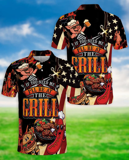 BBQ Grill Party Polo Shirt for Men – Fun Food & American Style | Netecom