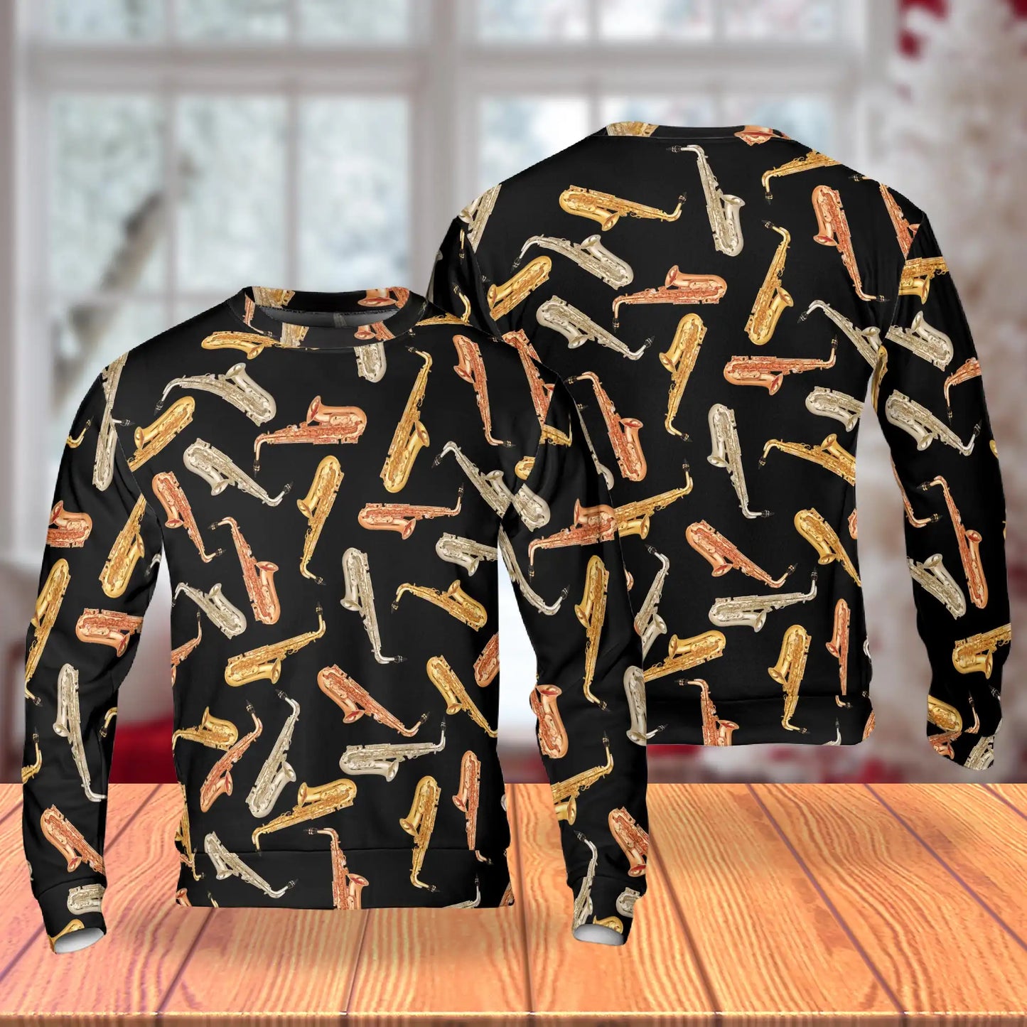 Amazing Saxophone Sweatshirt, 3D All Over Print Jazz Music Crewneck Pullover for Men Women, Saxophone Player Gift - Netecom