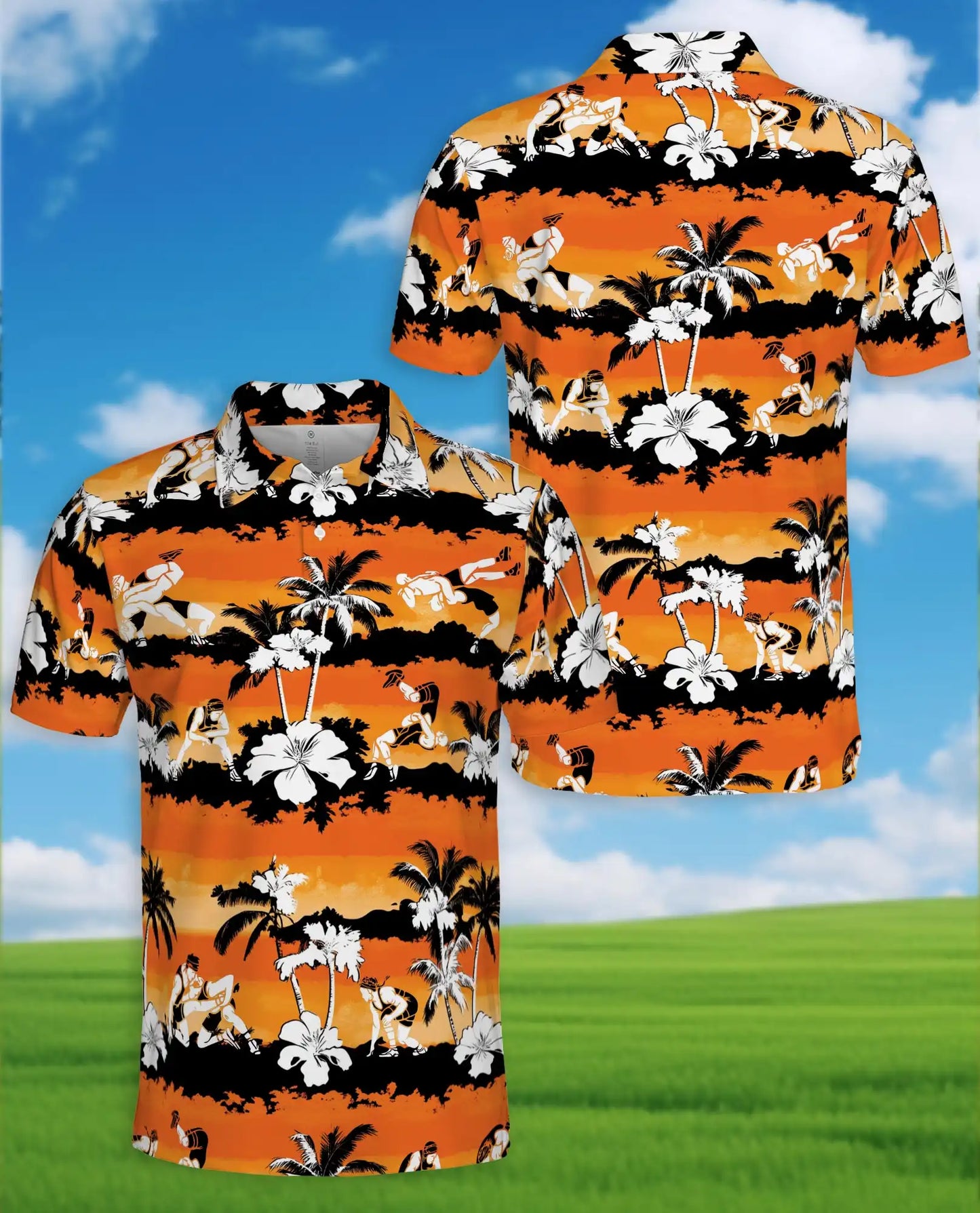 Beach Volleyball Polo Shirt - Tropical Sunset Island Style | Netecom