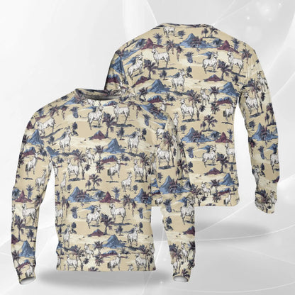 Goat Island Sweatshirt, 3D All Over Print Tropical Goat Beach Crewneck Pullover for Men Women, Goat Lover Gift - Netecom