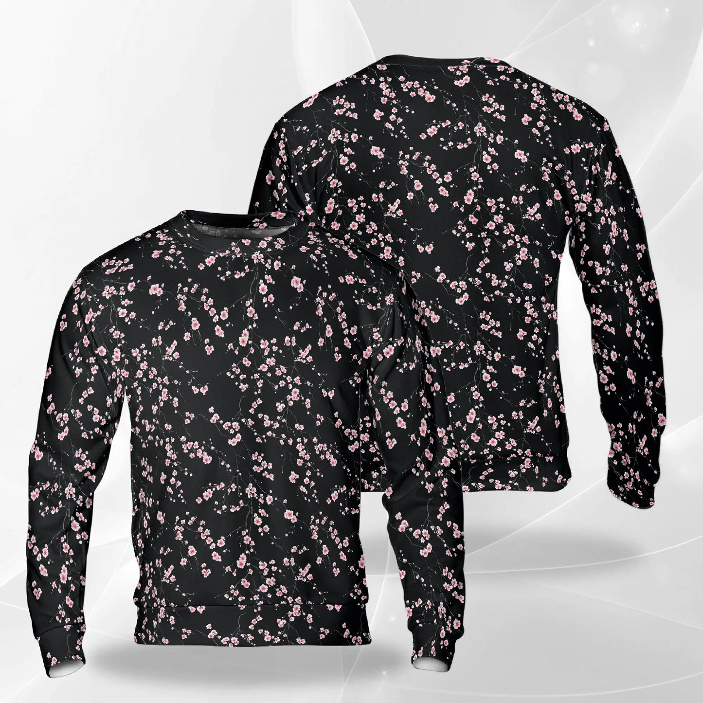 Cherry Blossom Sweatshirt, 3D All Over Print Pink Floral Branch Crewneck Pullover for Men Women, Spring Flower Lover Gift - Netecom