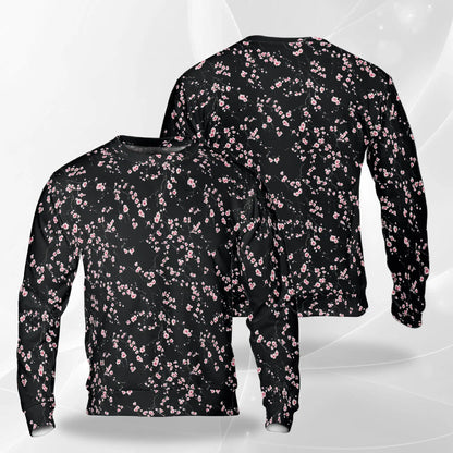 Cherry Blossom Sweatshirt, 3D All Over Print Pink Floral Branch Crewneck Pullover for Men Women, Spring Flower Lover Gift - Netecom