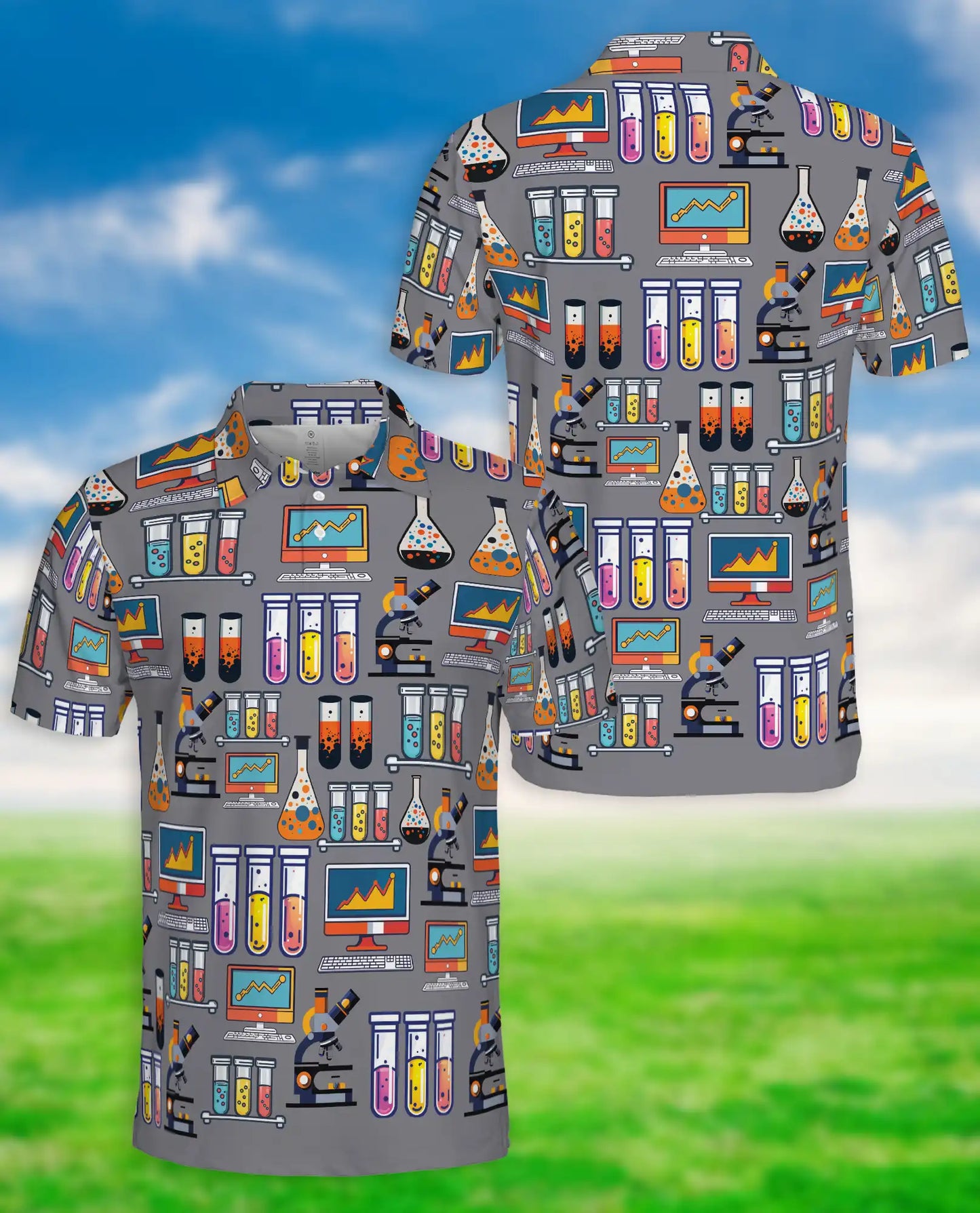 Science Lab Pattern Polo Shirt | Netecom