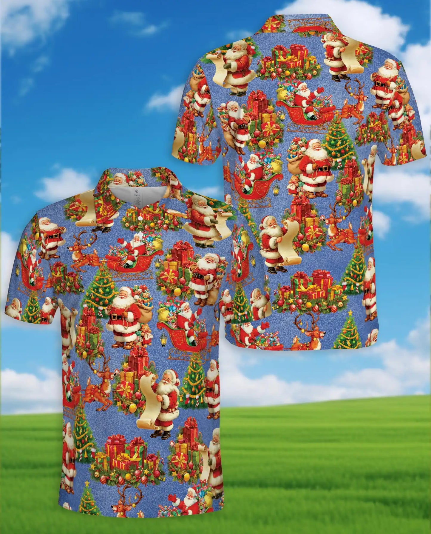 Santa Christmas Polo Shirt – Holiday Gift Print | Netecom