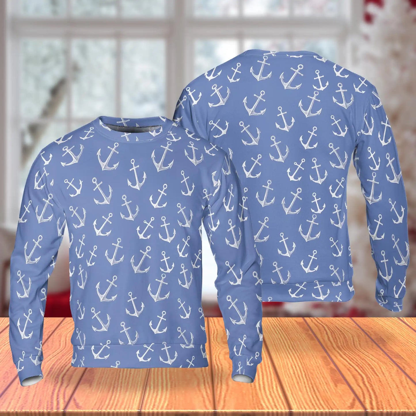 Sea Anchor Sweatshirt, 3D All Over Print Nautical Ocean Crewneck Pullover for Men Women, Anchor Lover Gift - Netecom