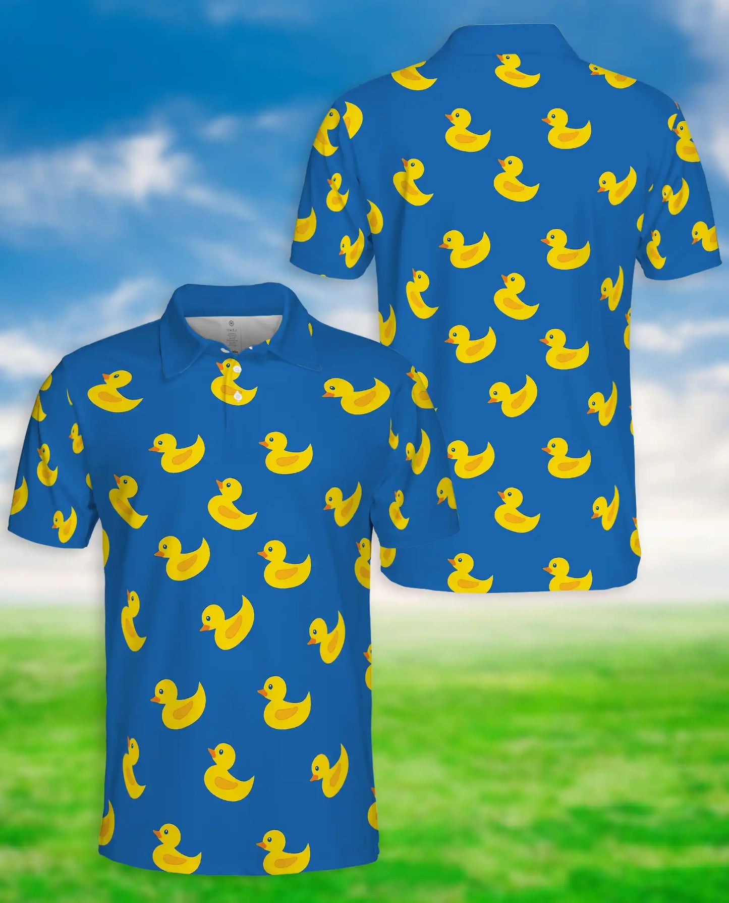 Funny Rubber Duck 3D Polo Shirt for Men – Cute Minimal Cartoon Style | Netecom