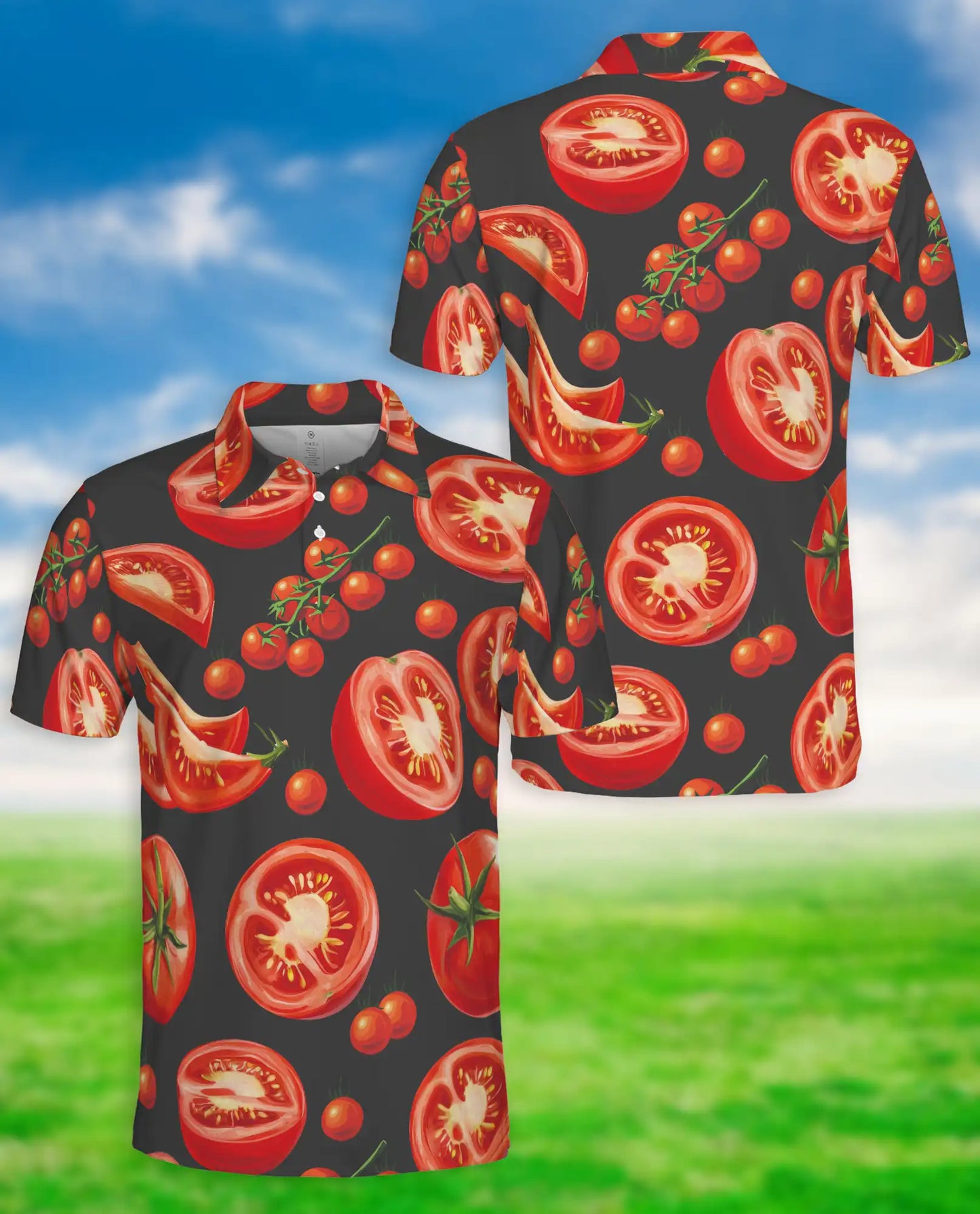 Tomato Slice 3D Polo Shirt for Men – Funny Food Lover Style | Netecom