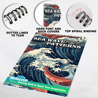 Sea Wave Patterns Spiral Bound Coloring Book, Discover the Tranquil Power of Ocean Waves with 30 Mesmerizing Coloring Pages for Art Enthusiasts to Create Harmonious and Relaxing Artwork