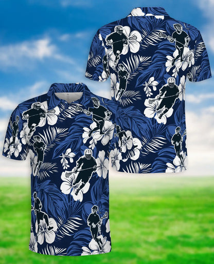 Tropical Lacrosse 3D Polo Shirt for Men – Hawaiian Sports Floral Style | Netecom