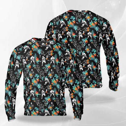 Hockey Player Sweatshirt, 3D All Over Print Black Tropical Hockey Crewneck Pullover for Men Women, Hockey Lover Gift - Netecom