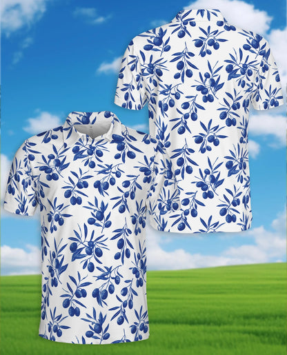 Blueberry Pattern Polo Shirt for Men – Fresh Fruit Summer Style | Netecom