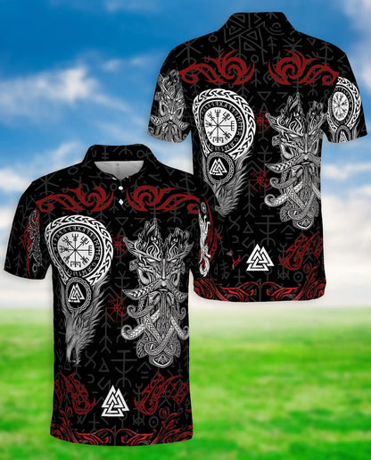 Viking Norse Mythology Polo Shirt-Vegvisir Valknut Rune Warrior Design | Netecom
