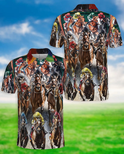 Horse Racing Polo Shirt – Derby Jockey Print | Netecom