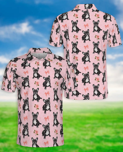French Bulldog Rose Pattern Polo Shirt | Netecom