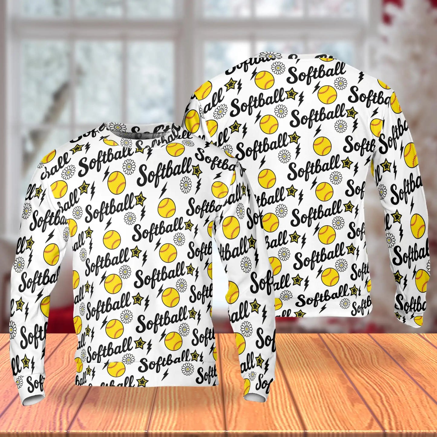 Softball Seamless Digital Paper Sweatshirt, 3D All Over Print Sports Pattern Crewneck Pullover for Men Women, Softball Lover Gift - Netecom
