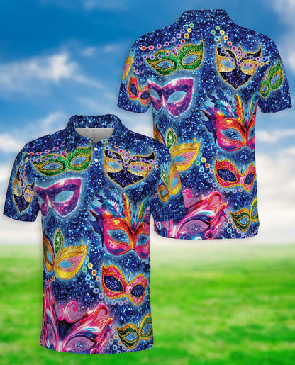 Masquerade Mask Polo Shirt – Carnival Fantasy Print | Netecom