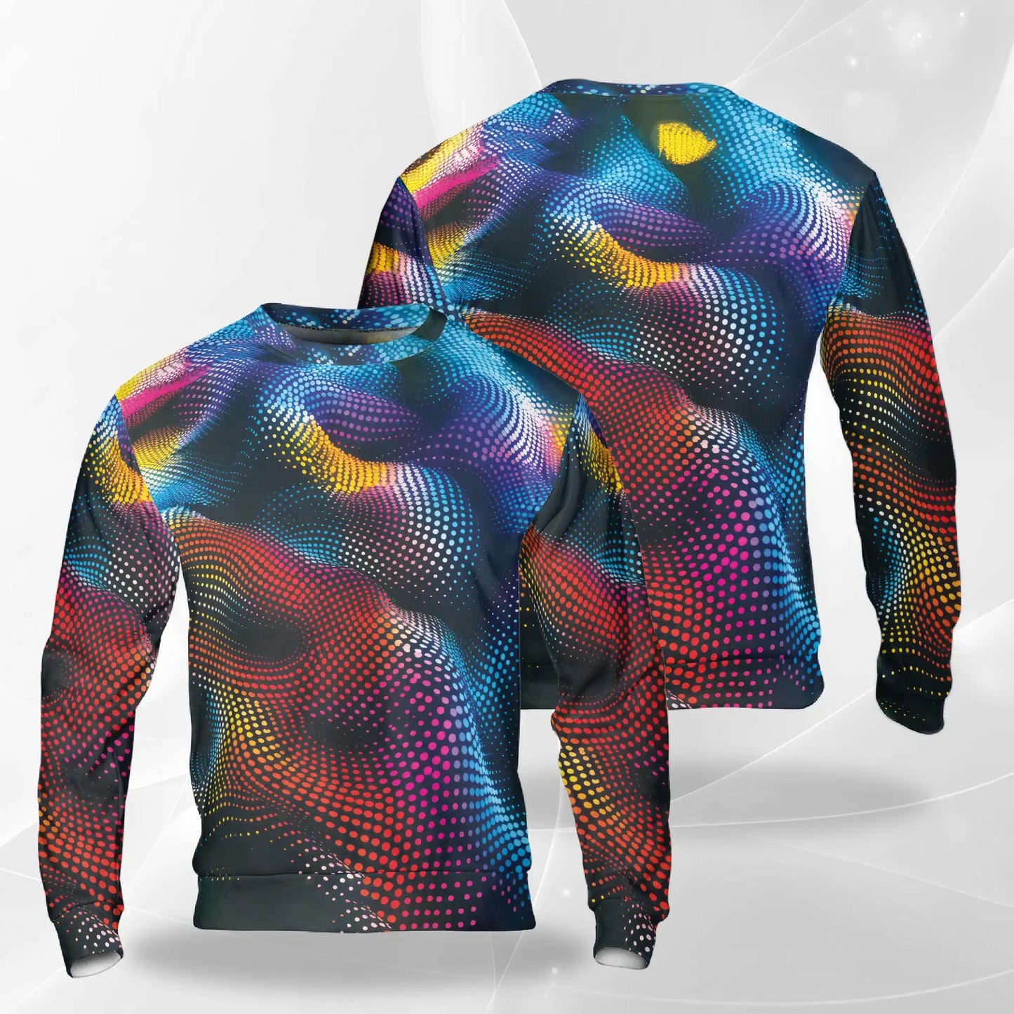 Dynamic Dots Sweatshirt, 3D All Over Print Abstract Polka Dot Crewneck Pullover for Men Women, Colorful Pattern Lover Gift - Netecom
