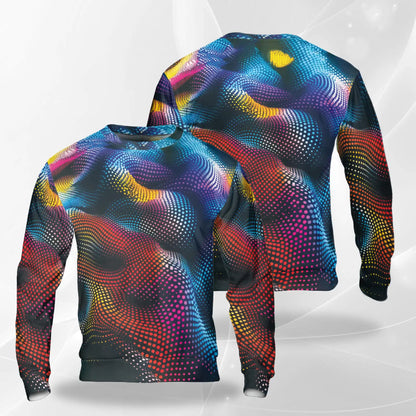 Dynamic Dots Sweatshirt, 3D All Over Print Abstract Polka Dot Crewneck Pullover for Men Women, Colorful Pattern Lover Gift - Netecom