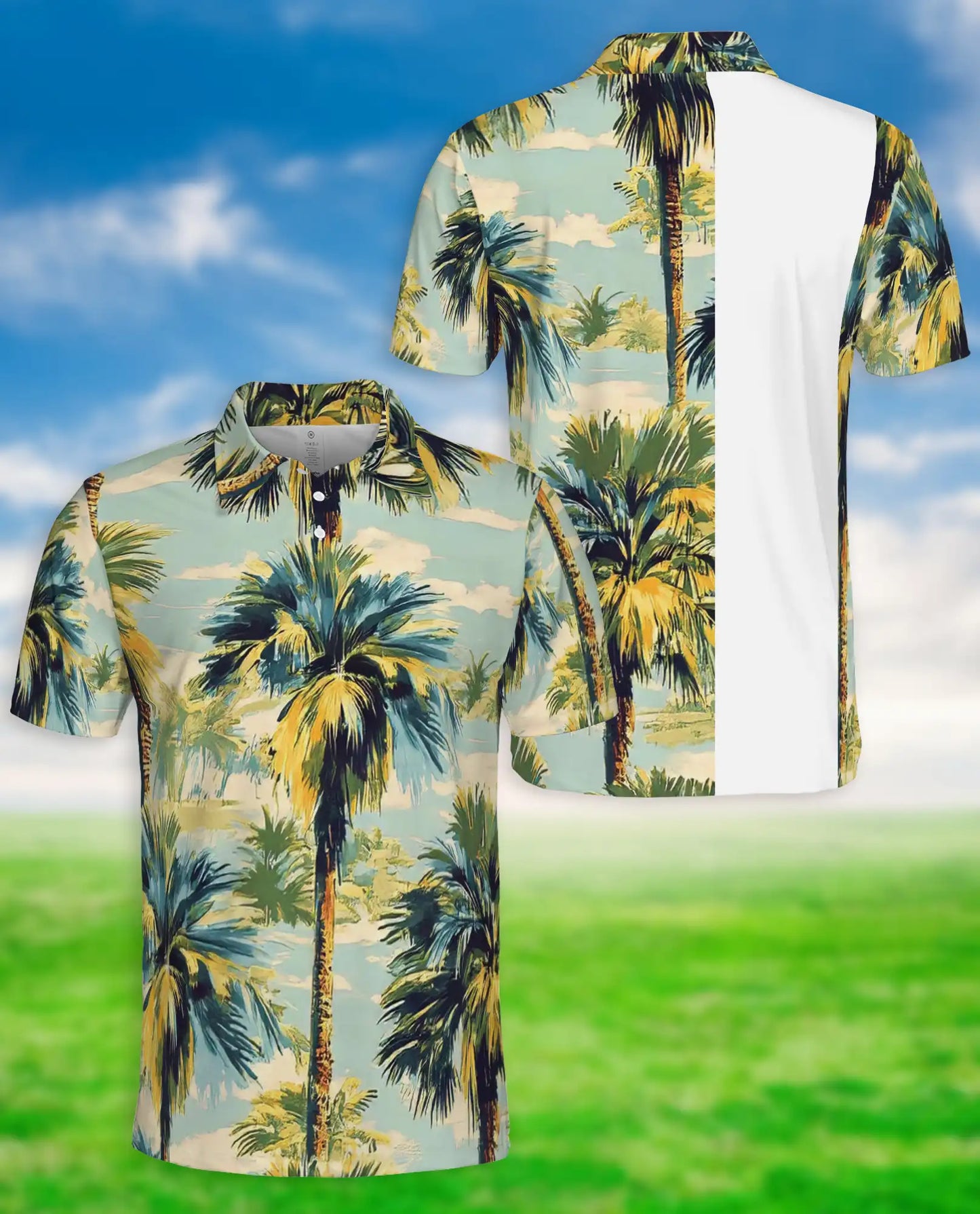 Palm Tree 3D Polo Shirt for Men – Vintage Tropical Beach Style | Netecom