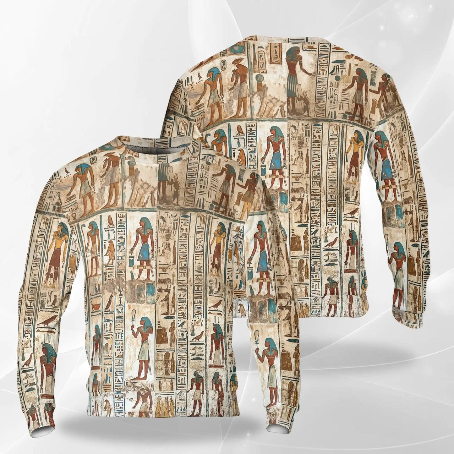 Ancient Egyptian Sweatshirt, 3D All Over Print Egyptian Art Crewneck Pullover for Men Women, Egypt History Lover Gift - Netecom