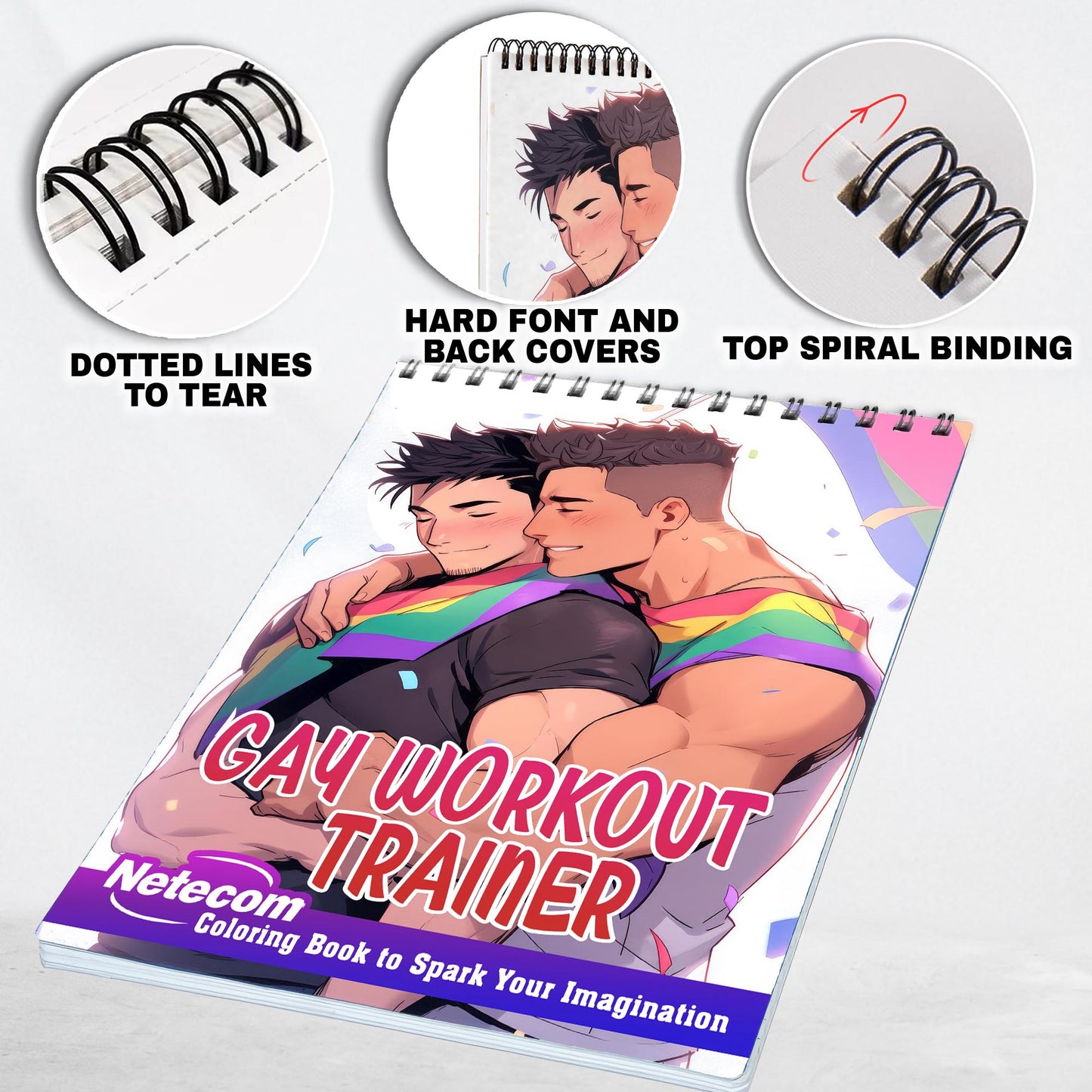 Gay Workout Trainer Spiral Bound Coloring Book: Embrace the Journey to Self-Confidence with 30 Inspiring Pages, Where Love and Fitness Thrive.