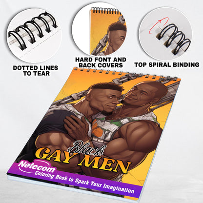 Black Gay Men Spiral Bound Coloring Book: 30 Alluring Coloring Pages that Encourage Self-Acceptance, Visibility, and Love in the Black LGBTQ+ Community