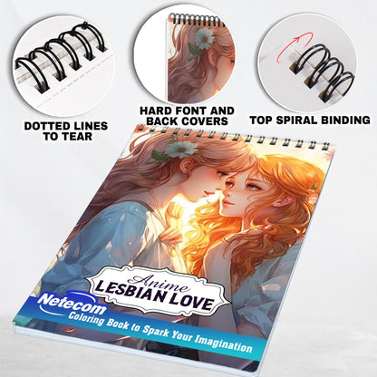 Anime Lesbian Love Spiral Bound Coloring Book, Discover 30 Inspiring Coloring Pages, Reflecting the Power and Beauty of Love in Anime Lesbian Stories