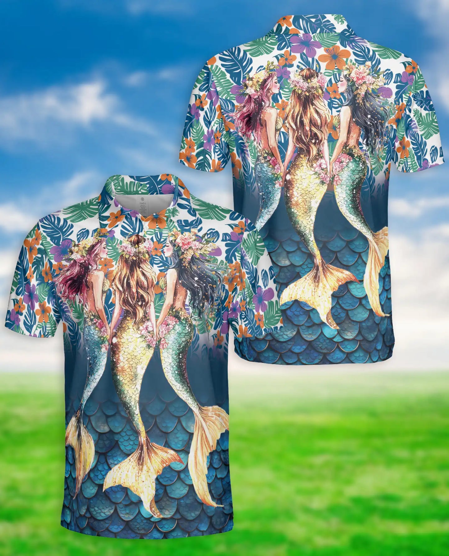Mermaid Floral Hawaiian Polo Shirt – Tropical Style | Netecom