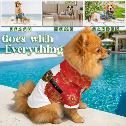 Santa Costume Christmas Print Hawaii Dog and Owner Matching Button Shirts