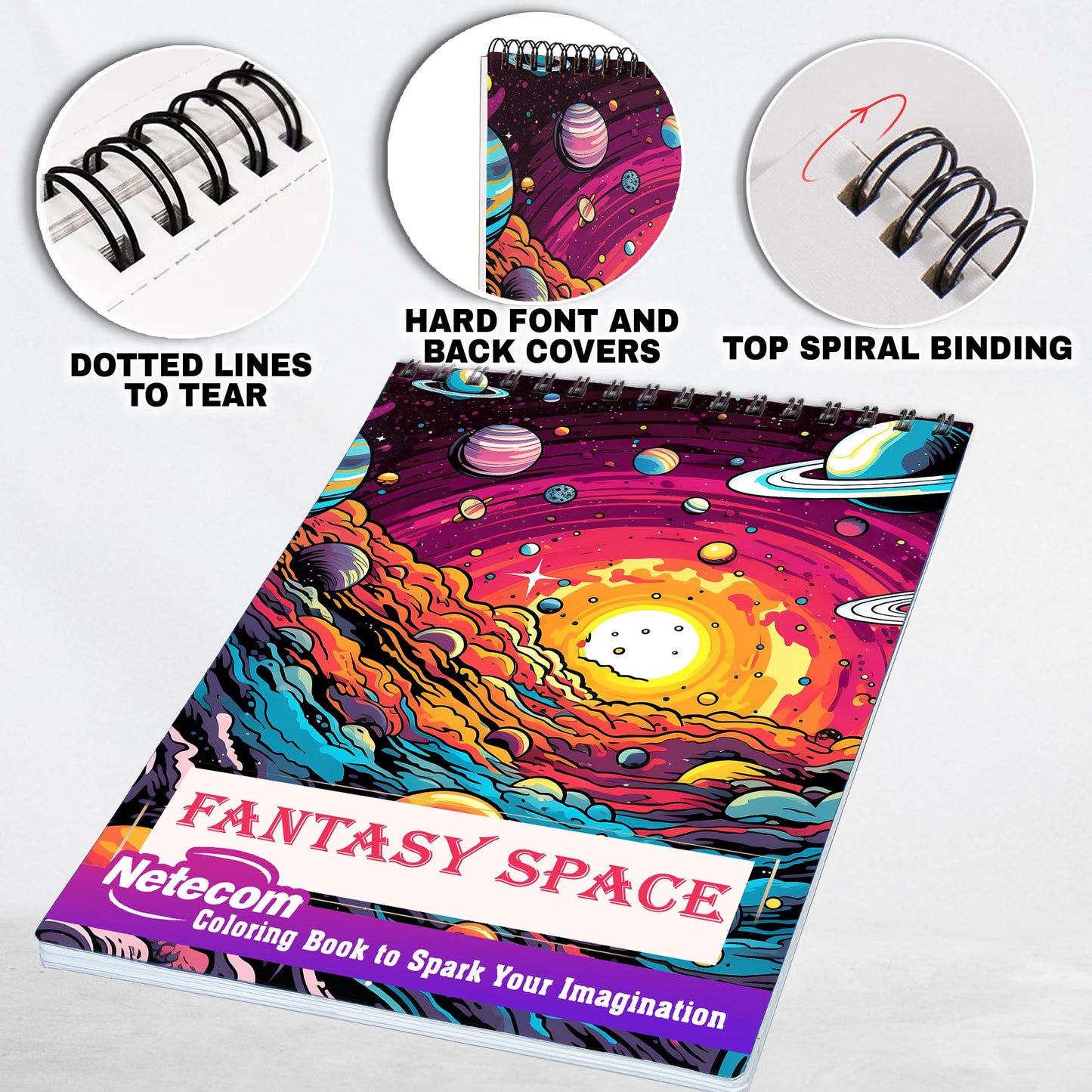 Fantasy Space Spiral Bound Coloring Book, Set Your Imagination Free with 30 Pages of Coloring Joy, Letting You Explore the Uncharted Depths of Fantasy Space