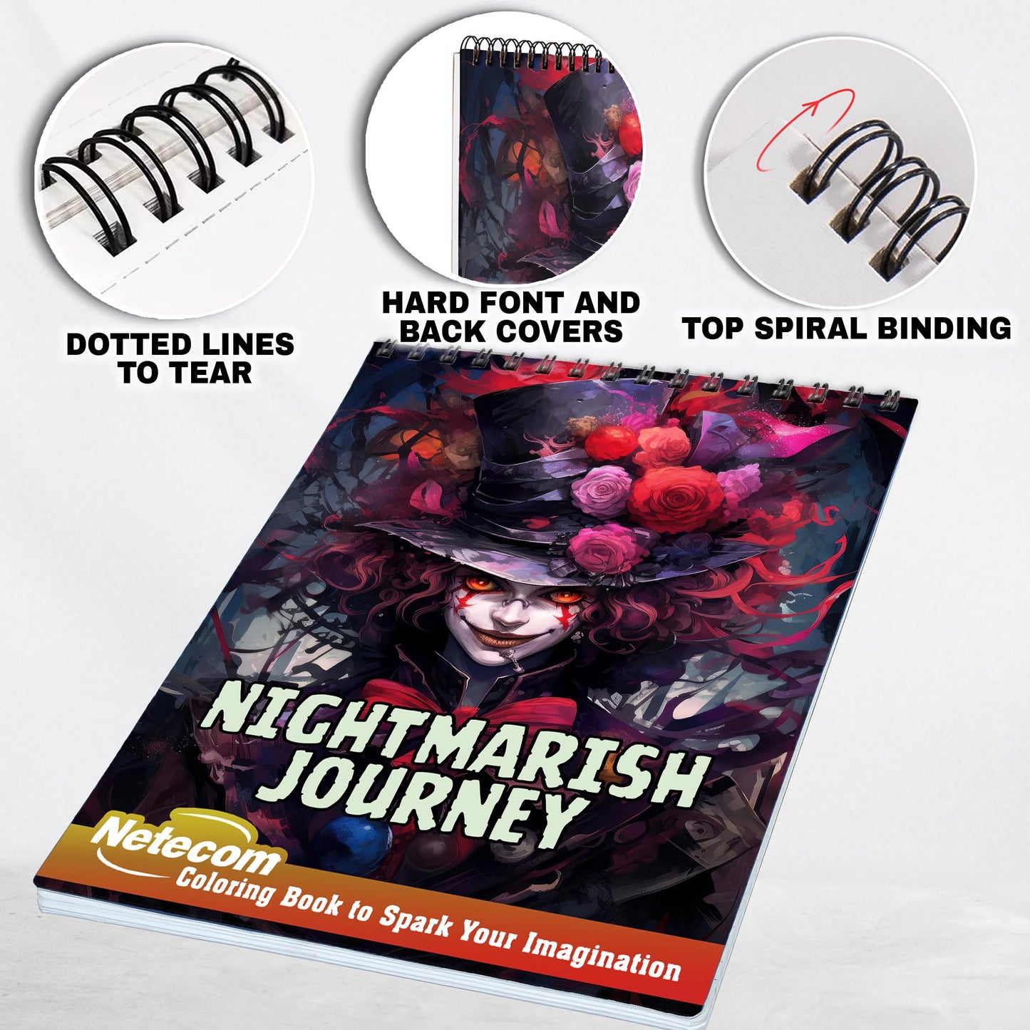 Nightmarish Journey Spiral Bound Coloring Book, Dive into the Depths of Your Imagination with This Nightmarish Journey Coloring Experience