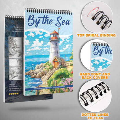 By the Sea Spiral Bound Coloring Book, Relaxing Seaside Scenes for a Coastal Escape, Perfect for Beach Lovers and Those Seeking Serenity