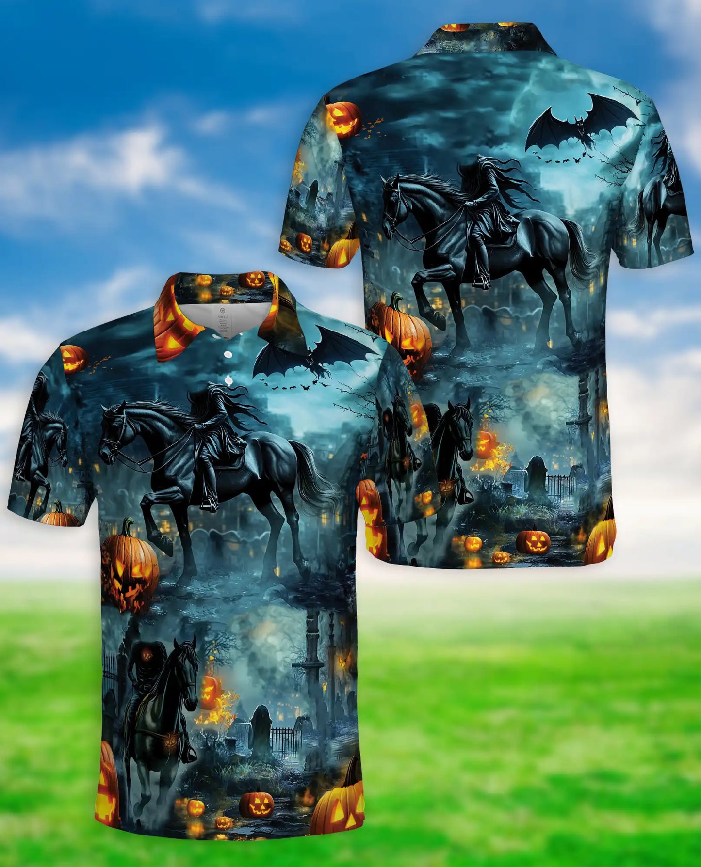 Halloween Dark Rider Horse Polo Shirt | Netecom